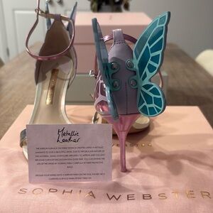 Lightly used Sophia Webster shoes, Chiara Mis Sandal (silver & multi pastel)
